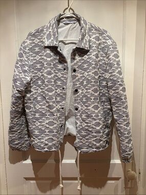 Zara Quilted Jacket in Gray and Cream